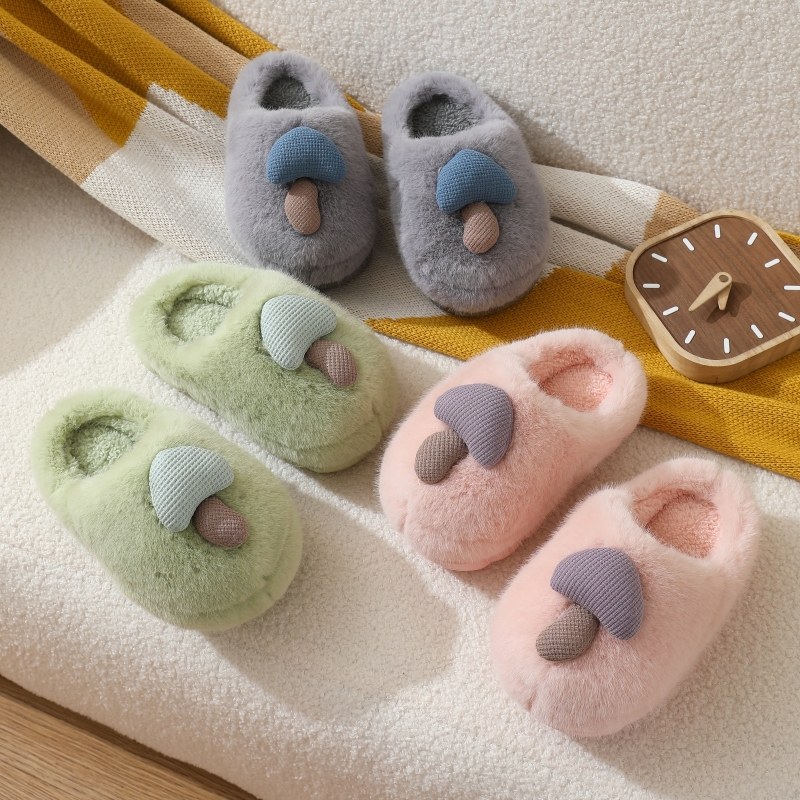 卡通亲子冬季防滑保暖棉拖鞋