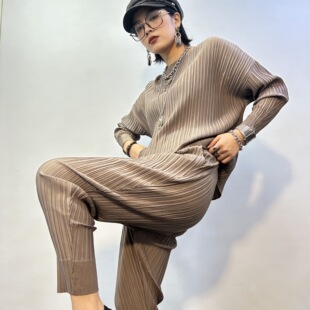 子 复古褶皱高端宽松休闲裤 工厂冲量7391春季 新款