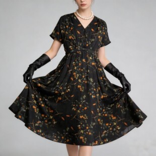 工厂冲量10811时尚 连衣裙 气质显瘦高贵上档次复古霞季