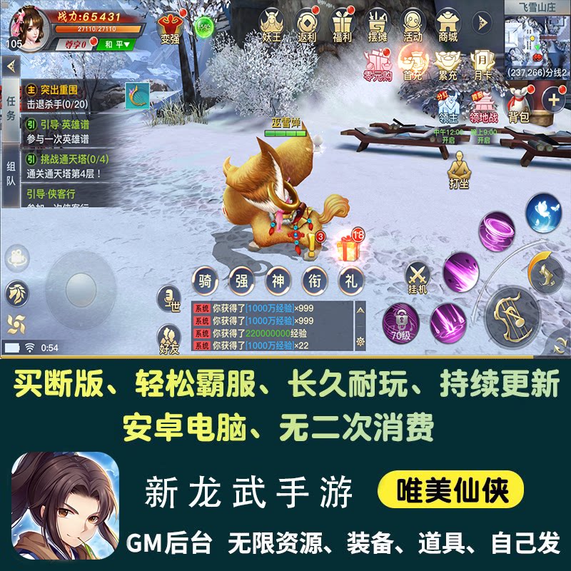 新龙武无限元宝手游gm后台仙侠买断制资源安卓模拟器非单机版