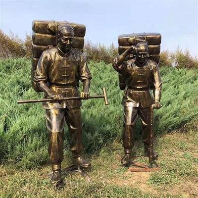 玻璃钢雕塑茶马古道仿铜人摆件运茶马队茶文化马帮商人锻铜摆件