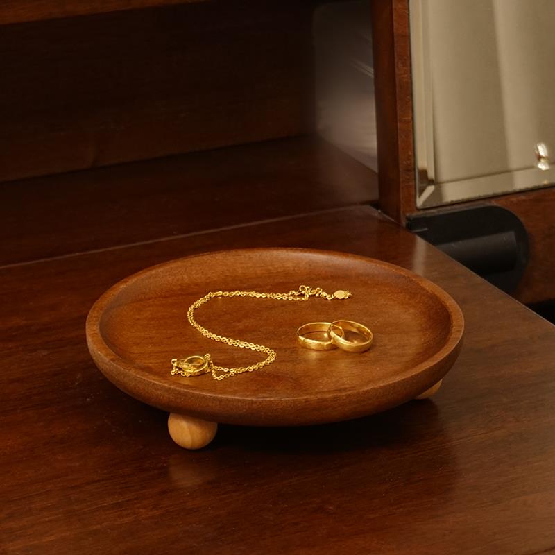 实木钥匙收纳托盘玄关摆件轻奢入户门口鞋柜桌面化妆品香水置物架