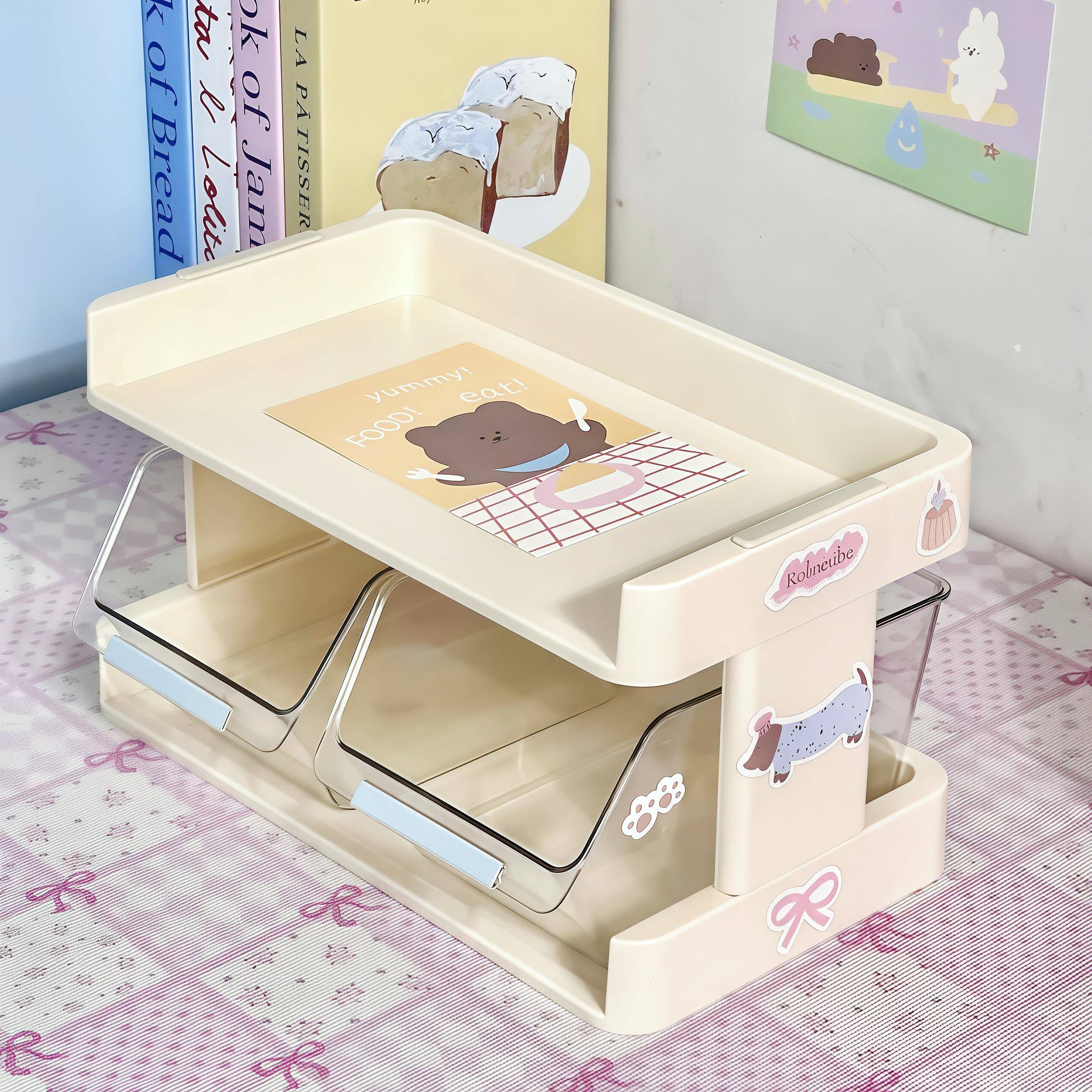 宿舍桌面收纳架置物架多层办公桌工位化妆品收纳盒大学生寝室书桌