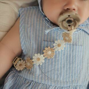 ins可爱婴儿安抚奶嘴防掉链宝宝牙胶防掉夹雏菊奶嘴挂绳磨牙棒夹