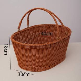 手工编菜蓝子仿藤编手提菜篮子采购篮手工编织塑料提篮菜市场买菜