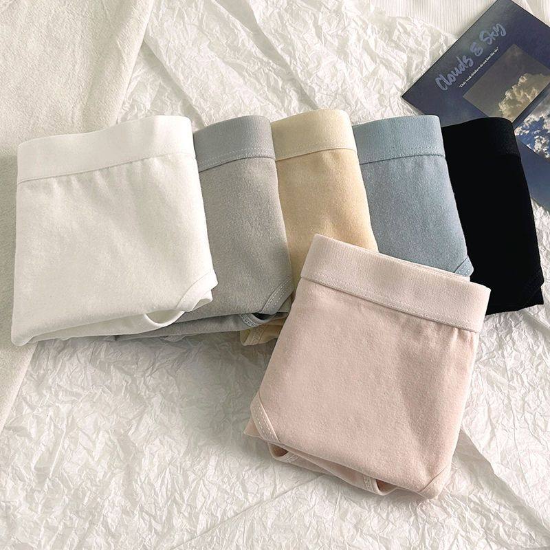 5条装 纯色内裤女纯棉中腰无痕中腰少女生透气学生全棉女士三角裤