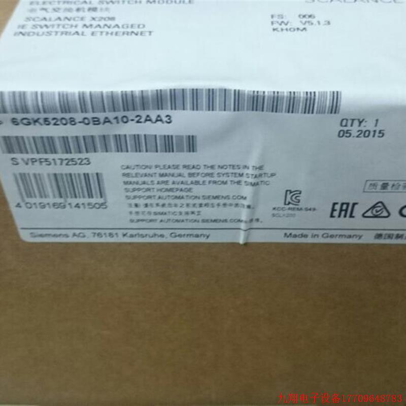 拍前询价:6GK5208-0BA10-2AA3全新原装未开封现货