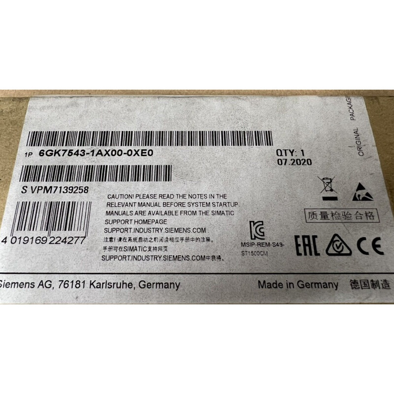 拍前询价：6GK7543-1AX00-0XE0/OXEO S7-1500以太网通信模