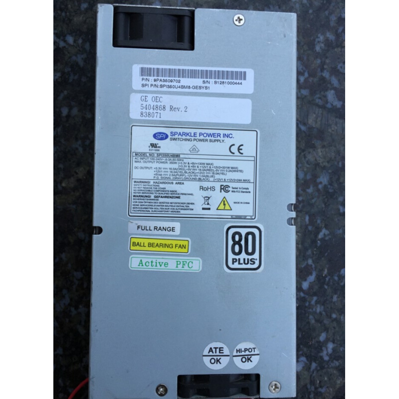 拍前询价：原装SPI350U4BM8  80PLUS PFC 额定300W 1U服务器电源