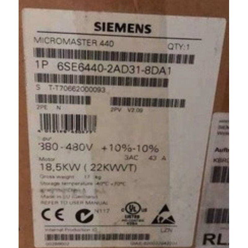 拍前询价：6SE6440-2AD31-8DA1全新MM440三相变频器18.5KW