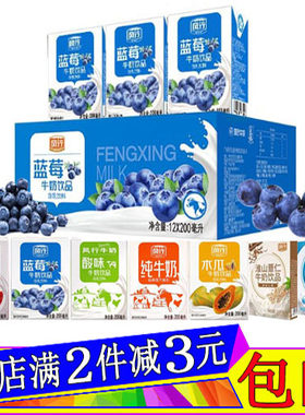 风行牛奶蓝莓味200ml*24盒整箱装