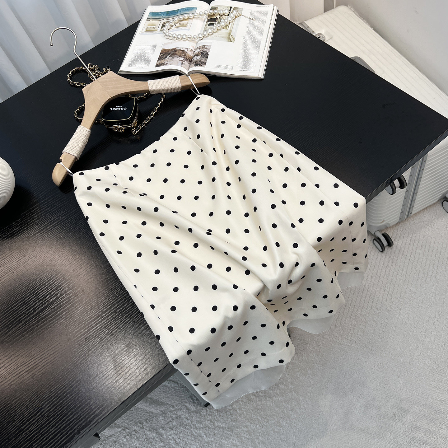 高腰波点半身裙女装2026夏季A字显瘦小个子短裙波点裙小众设计感