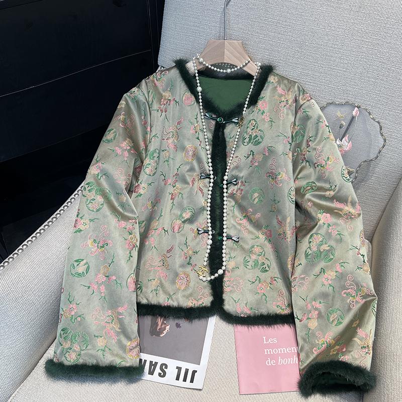 提花人丝背心水貂毛马甲蜜雯琪