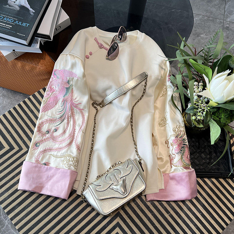 新中式国风醋酸刺绣卫衣女图片