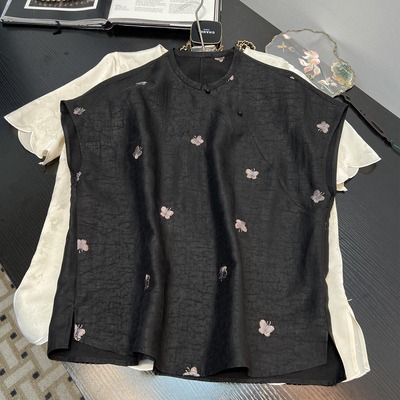 新中式国风真丝香云纱背心女