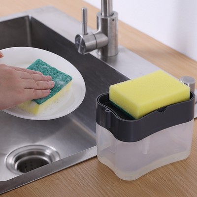 厨房洗碗刷碗洗洁精按压盒子按压式自动出液百洁布清洗液肥皂水盒