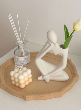 ins风创意陶瓷花瓶高级感小众家居客厅玄关电视柜桌面装饰品摆件