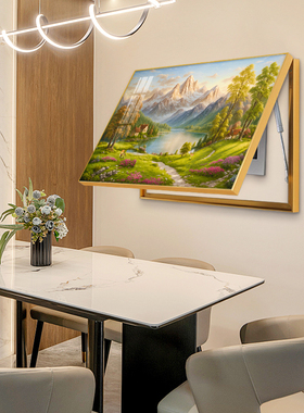 聚宝盆山水电表箱装饰画2025新款免打孔轻奢配电箱遮挡挂画空开箱