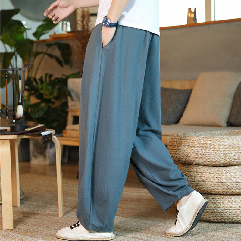 中国风男装阔腿裤宽松加肥加大码夏季薄款男士休闲裤春秋哈伦裤子