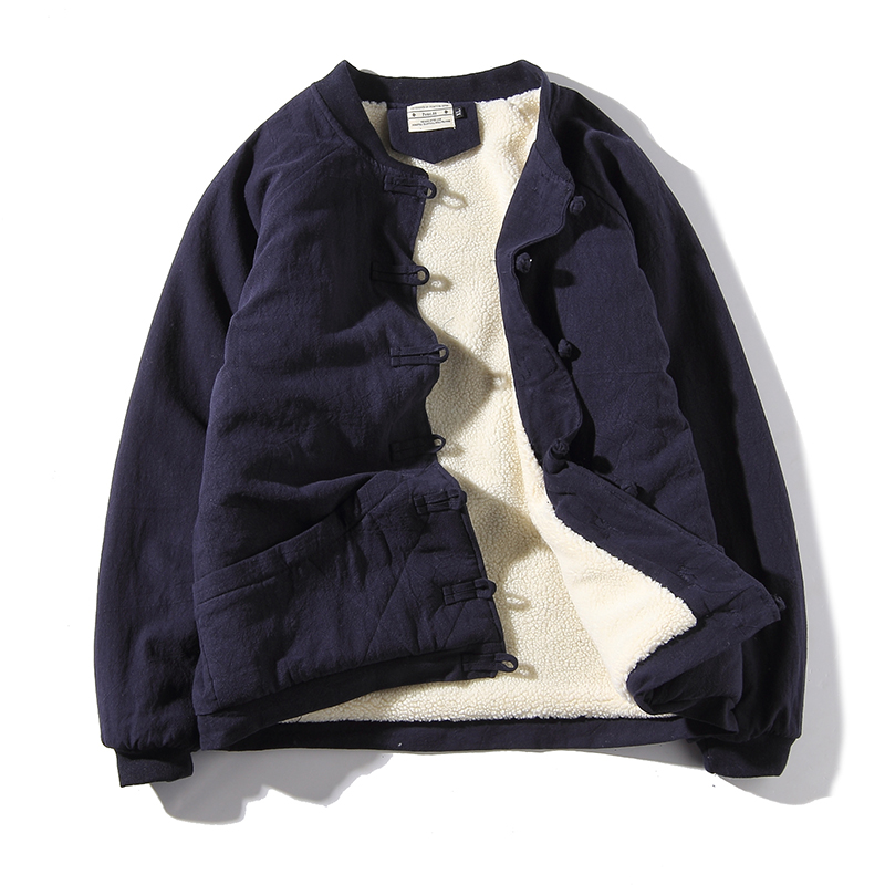 冬装中国风外套男加绒复古盘扣棉服中式唐装棉袄汉服棉衣宽松大码