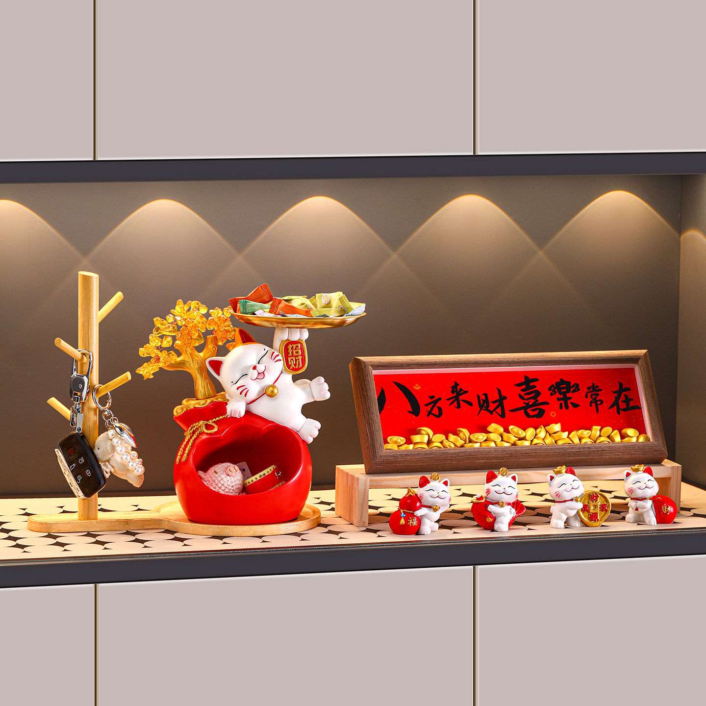 招财猫钥匙收纳玄关摆件装饰品入户门口鞋柜客厅家居乔迁礼物礼品,家居饰品,装饰摆件,淘宝优惠券,粉丝福利购,淘宝优惠卷