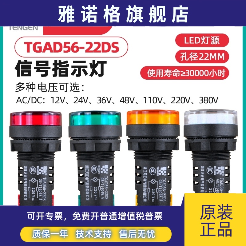 TENGEN天正 TGAD56-22D/S指示灯信号灯警示灯黄绿白蓝红220V 22孔