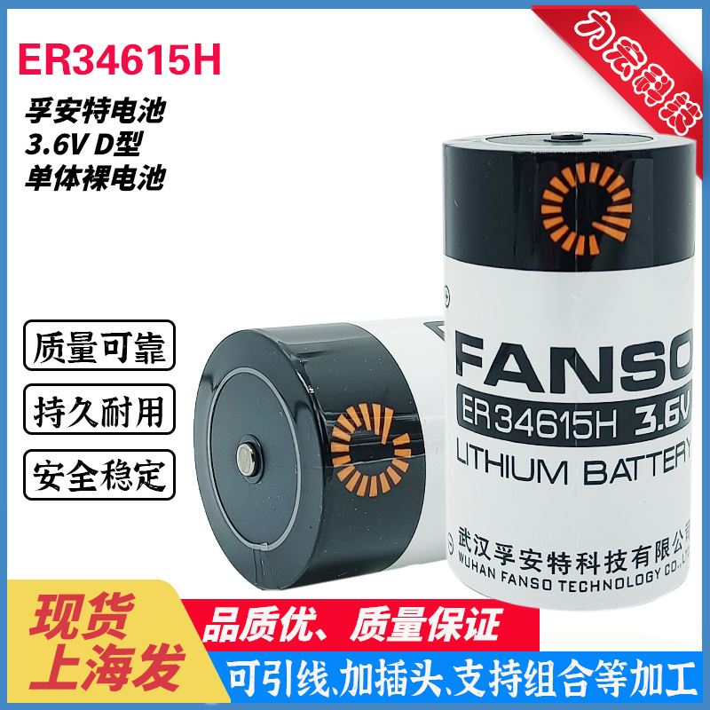 厂家授权孚安特 FANSO ER34615H 3.6v  D型 PLC工控一次性锂电池