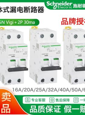 施耐德iC65N 2P一体式漏电断路器A9D65216/20/25/32/40/50/63A