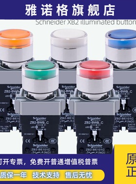 施耐德带灯按钮开关XB2BW33B1C绿色常开24V自复位XB2BW34M1C 220V