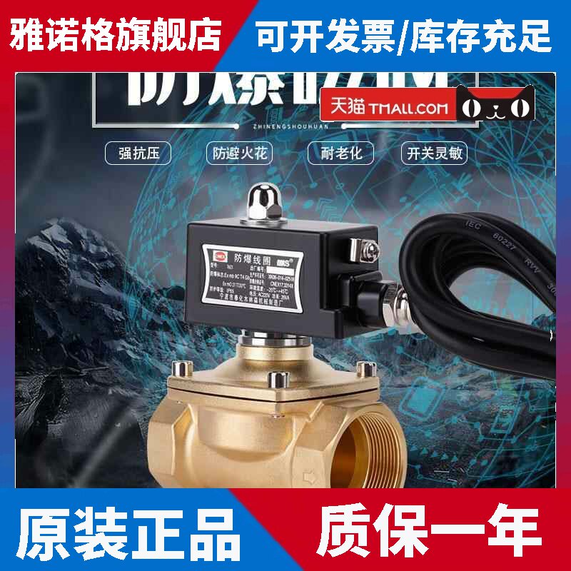防爆电磁阀 燃气 煤气 天然气瓦斯220v电磁控制阀24v常闭气阀4分