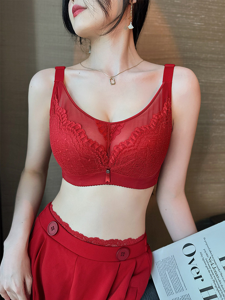 大码红色喜庆内衣套装全包大胸显小软钢圈防下垂收副乳承托文胸女,女士内衣/男士内衣/家居服,文胸,淘宝优惠券,粉丝福利购,淘宝优惠卷