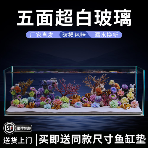 新款五面超白玻璃鱼缸桌面过滤