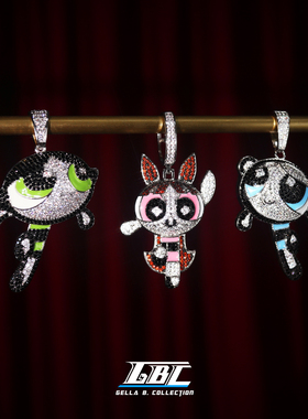 GBC飞天小女警吊坠联名花花毛毛泡泡动漫新款饰品潮辣妹项链小众