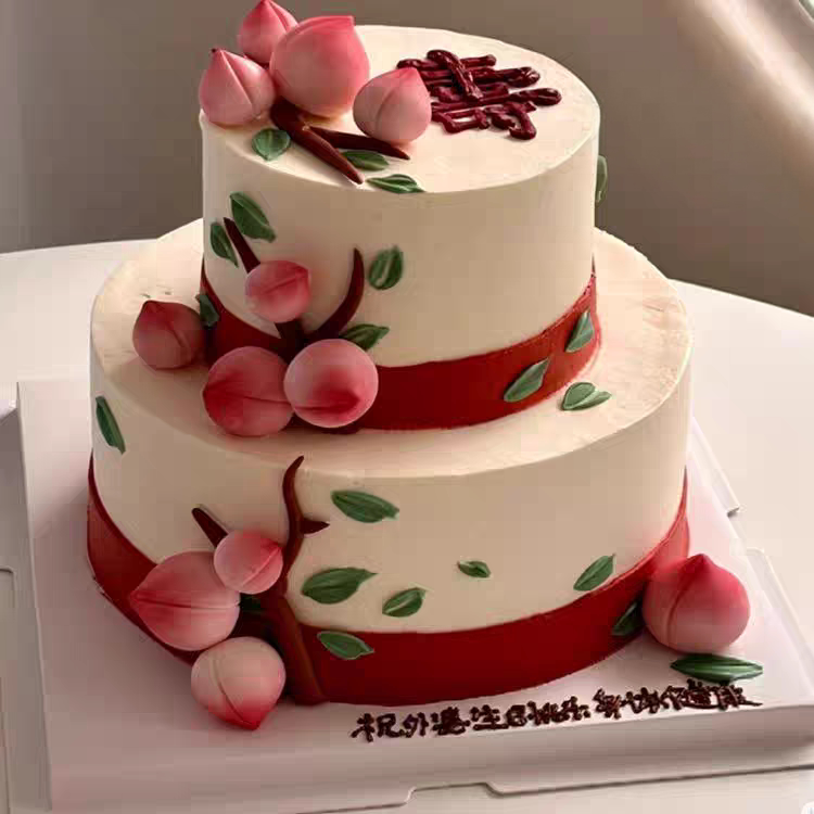 大寿桃蛋糕模具福如东海寿比南山爷爷奶奶过寿生日蛋糕装饰插牌