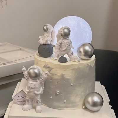星球月亮灯宇航员蛋糕装饰摆件