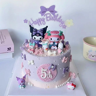 饰摆件三丽欧甜品台派对玩偶 库洛米美乐娣卡通可爱女生生日蛋糕装