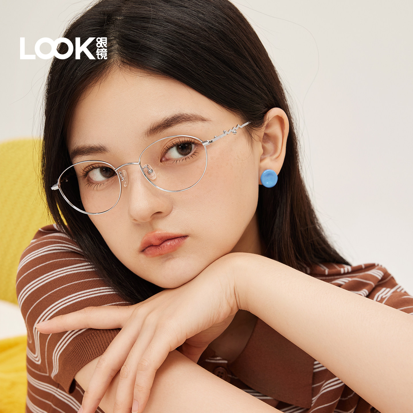 LOOK眼镜书呆子款眼镜超轻复古防蓝光显脸小全框金属镜架圆框