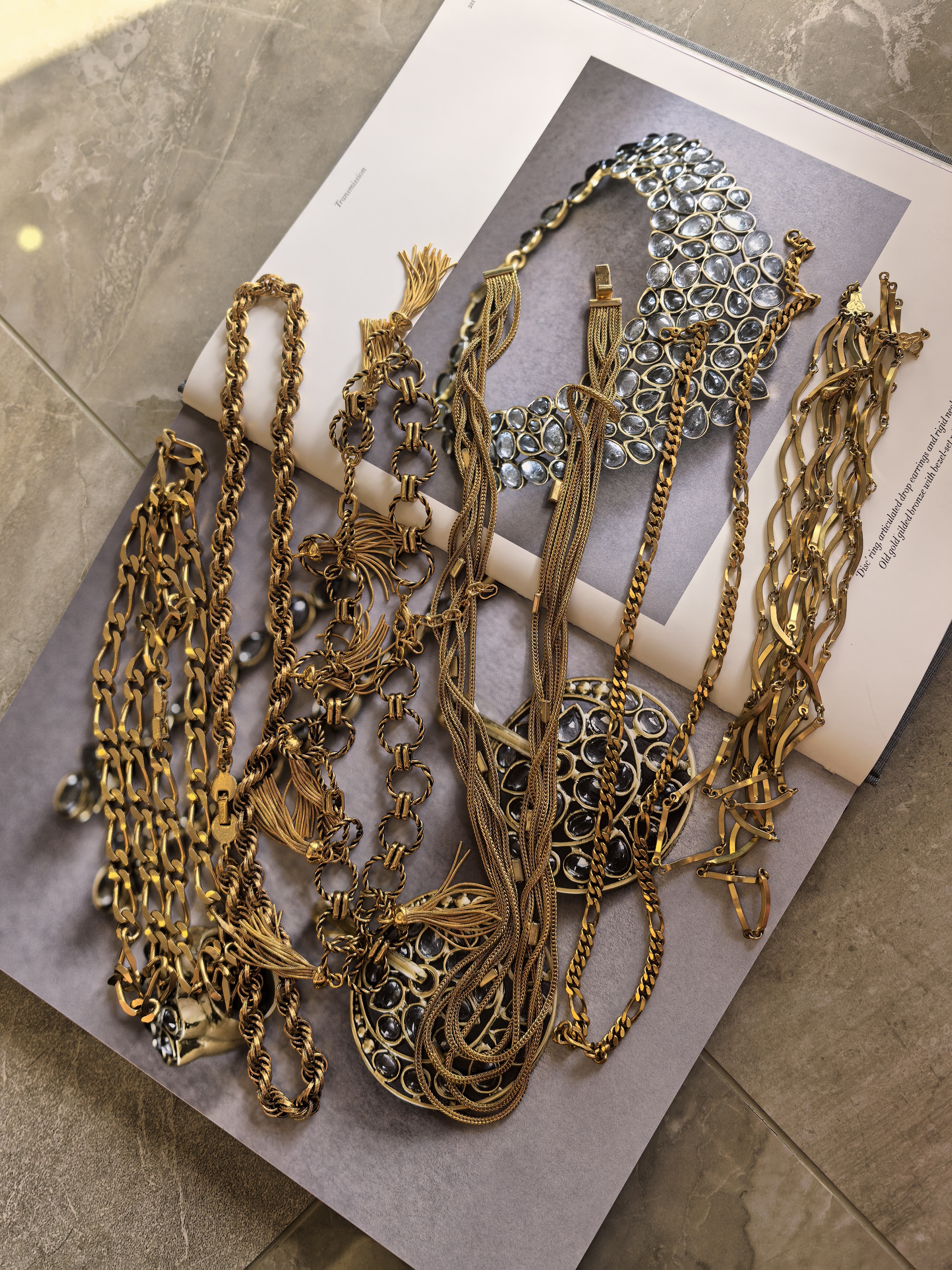 Vintage复古首饰 monet/napier素金项链