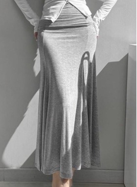 气质百搭鱼尾包臀半身裙女纯欲风褶皱高腰显瘦长款显身材四季长裙