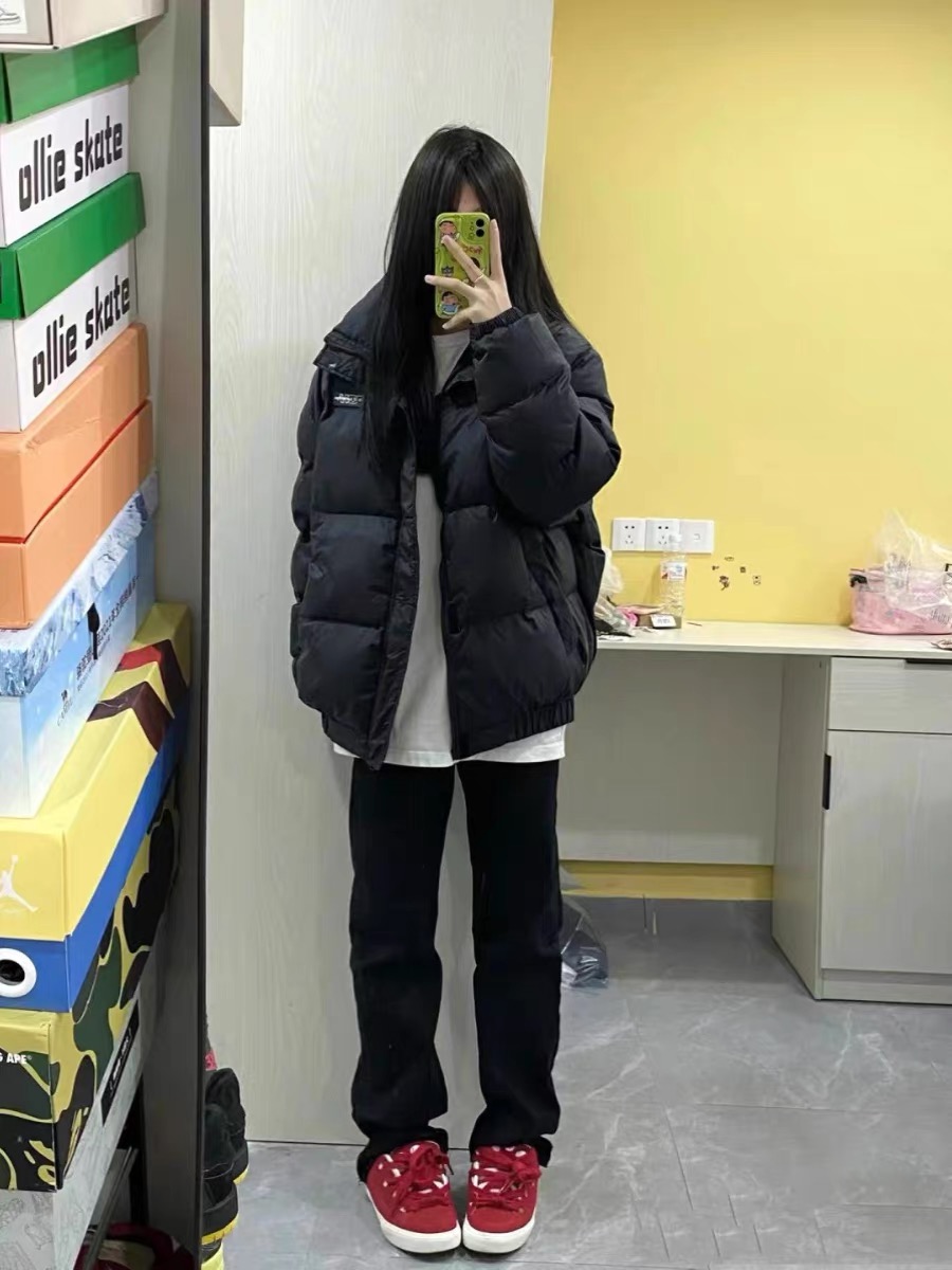 嘉兴平湖2023年新款羽绒服女冬季短款情侣棉服加厚学生爆款白鸭绒