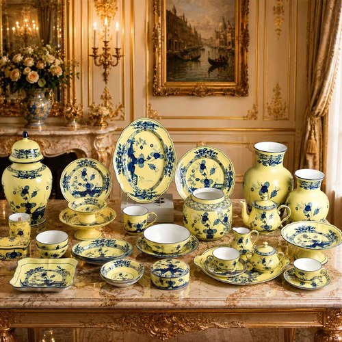 【意式东方】意大利Ginori1735餐具黄色系列咖啡杯碟平盘西餐盘碗