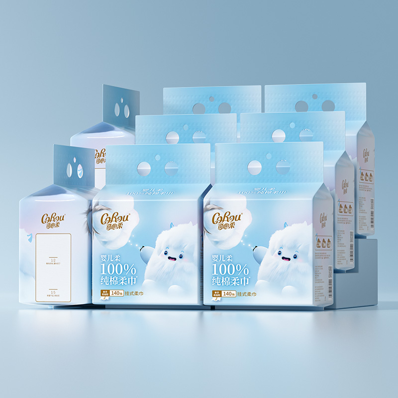 可心柔壁挂式100%纯棉柔巾140抽
