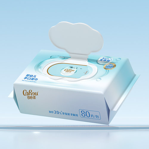 【天猫U先试用专享】可心柔纯水婴儿手口专用湿巾80抽1包