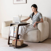 实木边几客厅沙发旁方形简约可移动带轮小茶几