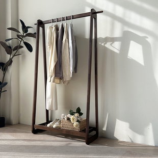 北美黑胡桃实木落地挂衣架衣帽架2026新款卧室衣服置物架子次净衣