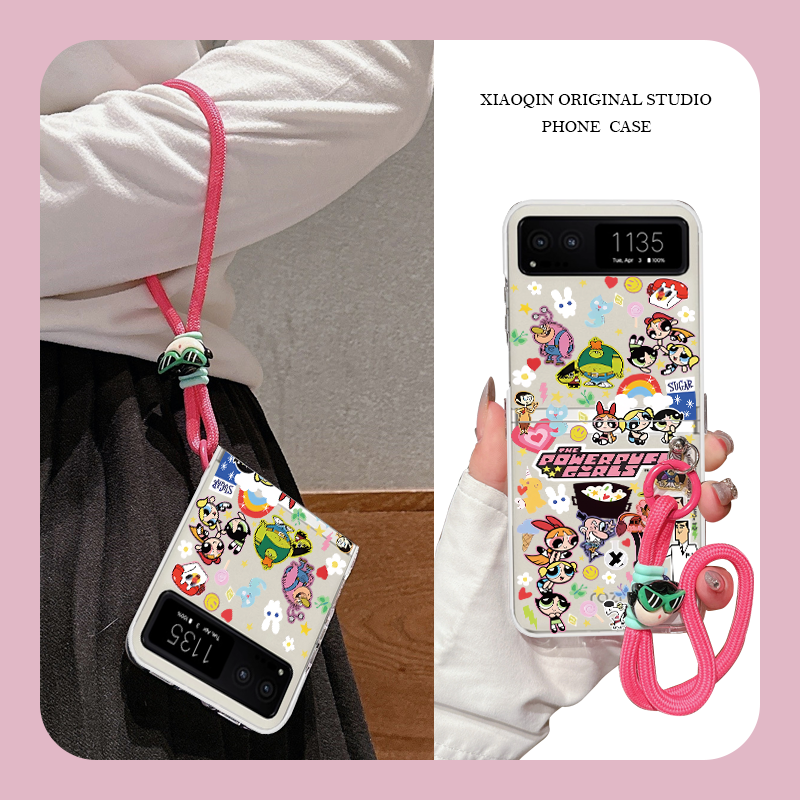 飞天女警适用Motorola razr40手机壳翻盖保护套新款摩托罗拉razr40ultra折叠屏razr50硬防摔卡通库洛米可爱女