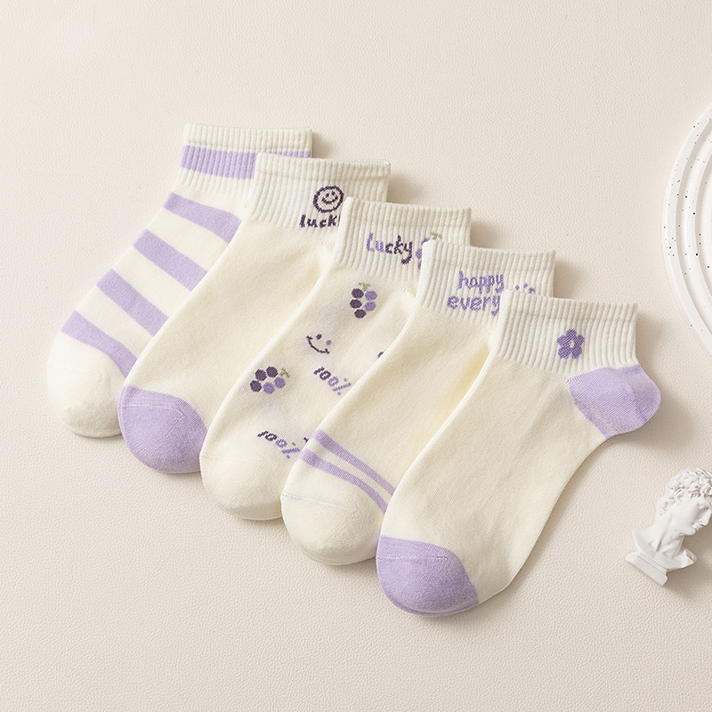 白色袜子女夏季薄款中筒袜纯棉吸汗透气无骨运动袜多巴胺短袜辽源