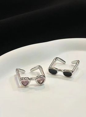 戒指情侣指环眼睛太阳眼镜女小众设计高级感轻奢风时尚开口食指
