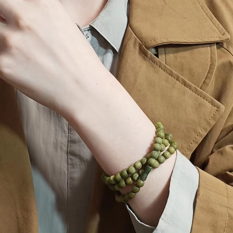 绿檀翠节国风木质国潮diy手作6mm三圈88颗左右森系手链穿搭手串