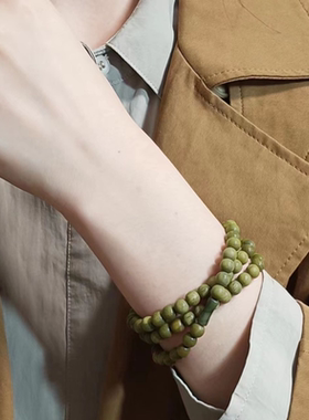 绿檀翠节国风木质国潮diy手作6mm三圈88颗左右森系手链穿搭手串